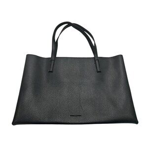 Vince Camuto Black Pebbled Leather Tote Bag Minimalist Carryall Weekend Academia